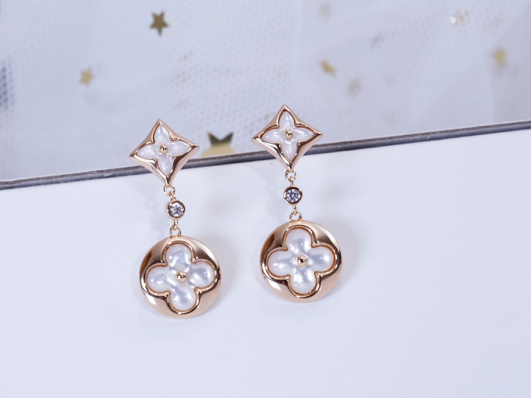 [Elara jewelsry ]STAR AND SUN PINK GOLD MOP DROP EARRINGS