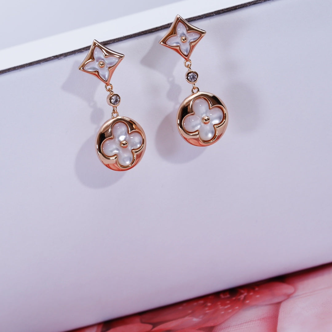 [Elara jewelsry ]STAR AND SUN PINK GOLD MOP DROP EARRINGS