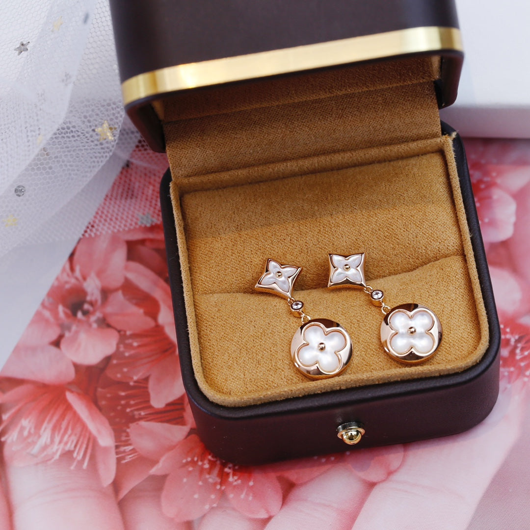 [Elara jewelsry ]STAR AND SUN PINK GOLD MOP DROP EARRINGS