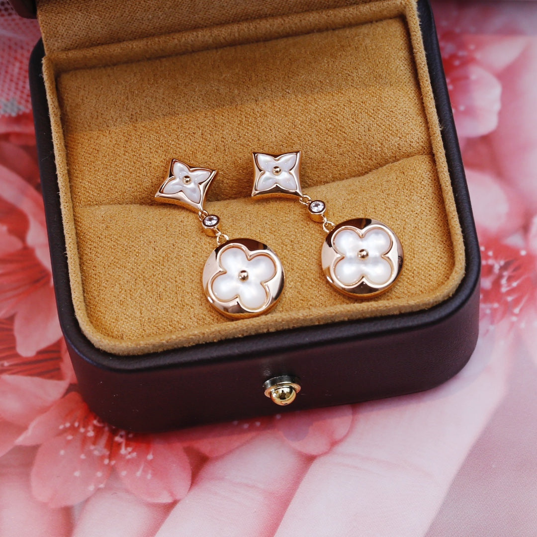 [Elara jewelsry ]STAR AND SUN PINK GOLD MOP DROP EARRINGS
