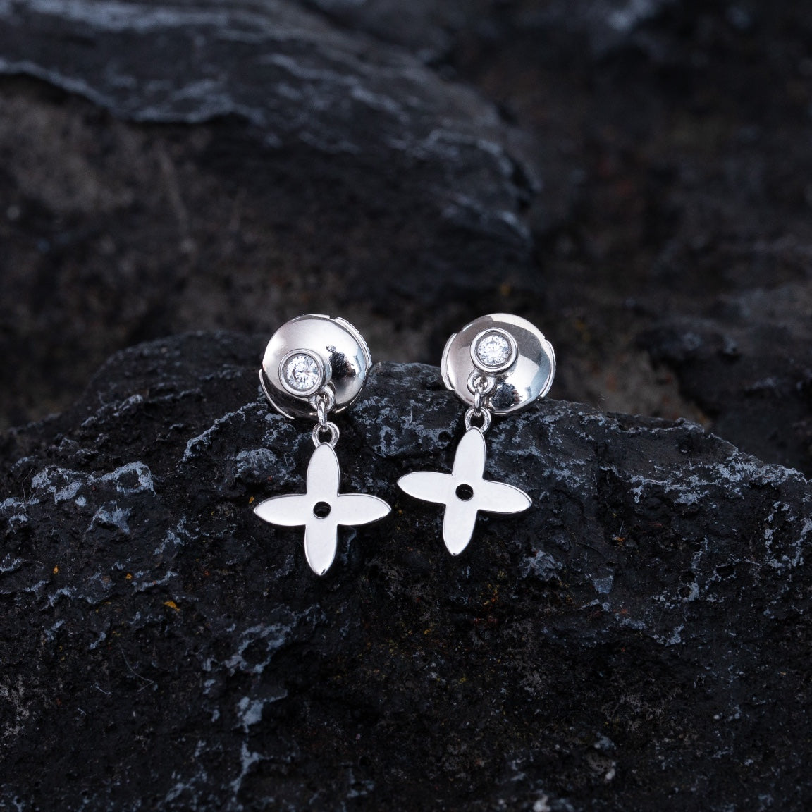 [Elara jewelsry ]VIDYLLE SILVER DIAMOND MINI DROP EARRINGS