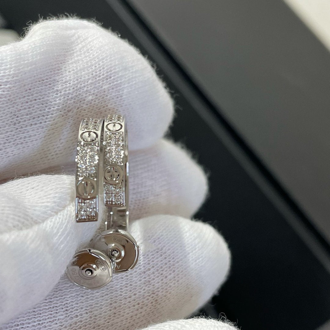 [Elara jewelsry ]LOVE DIAMOND SILVER HOOP EARRINGS