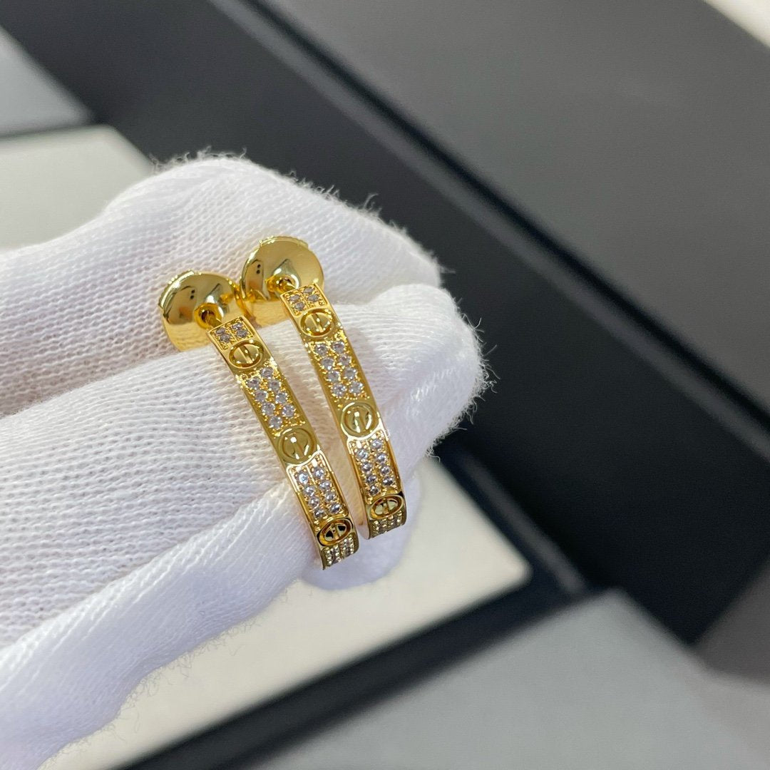 [Elara jewelsry ]LOVE DIAMOND GOLD HOOP EARRINGS