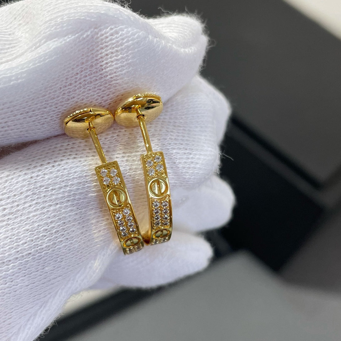 [Elara jewelsry ]LOVE DIAMOND GOLD HOOP EARRINGS