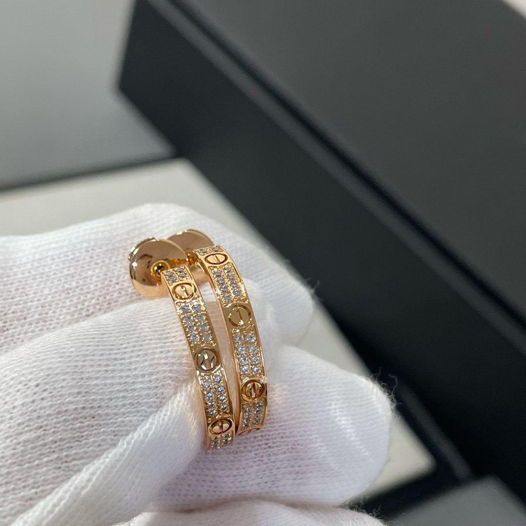 [Elara jewelsry ]LOVE DIAMOND PINK GOLD HOOP EARRINGS