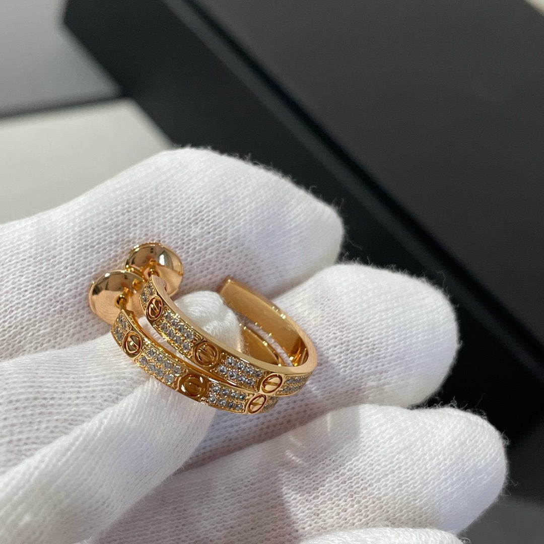 [Elara jewelsry ]LOVE DIAMOND PINK GOLD HOOP EARRINGS