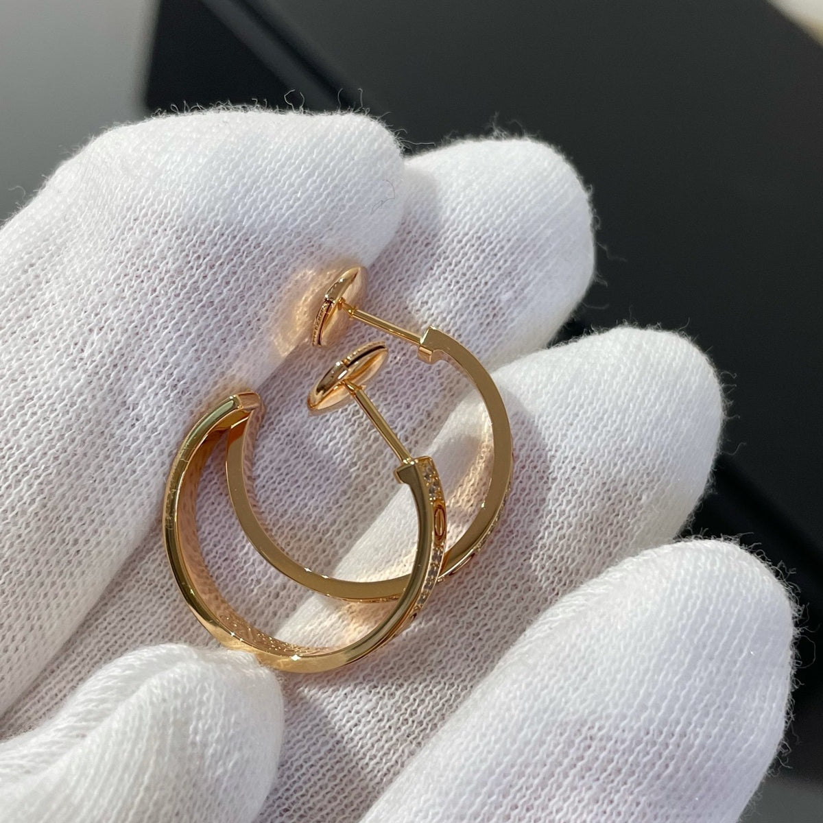 [Elara jewelsry ]LOVE DIAMOND PINK GOLD HOOP EARRINGS