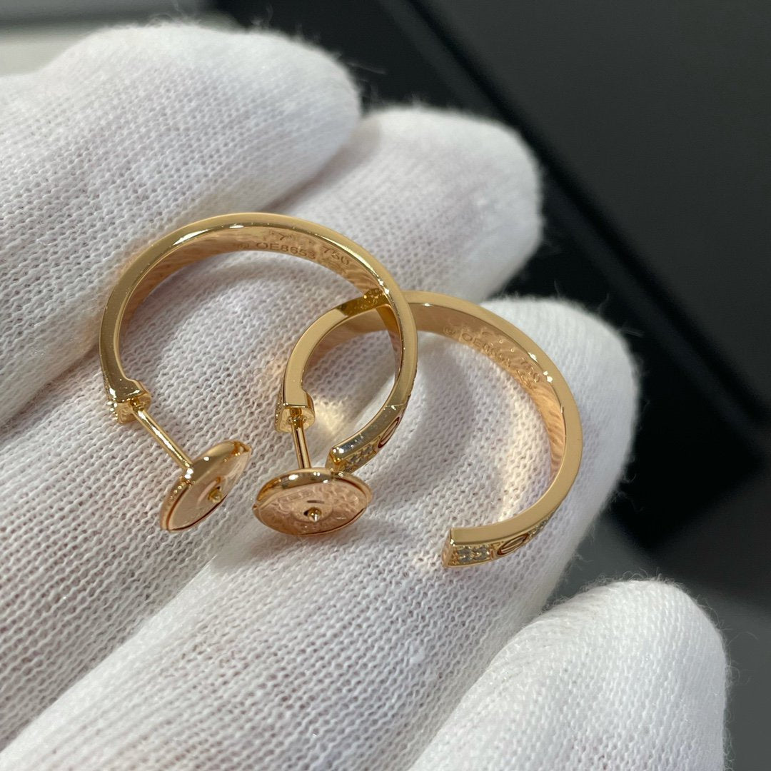 [Elara jewelsry ]LOVE DIAMOND PINK GOLD HOOP EARRINGS
