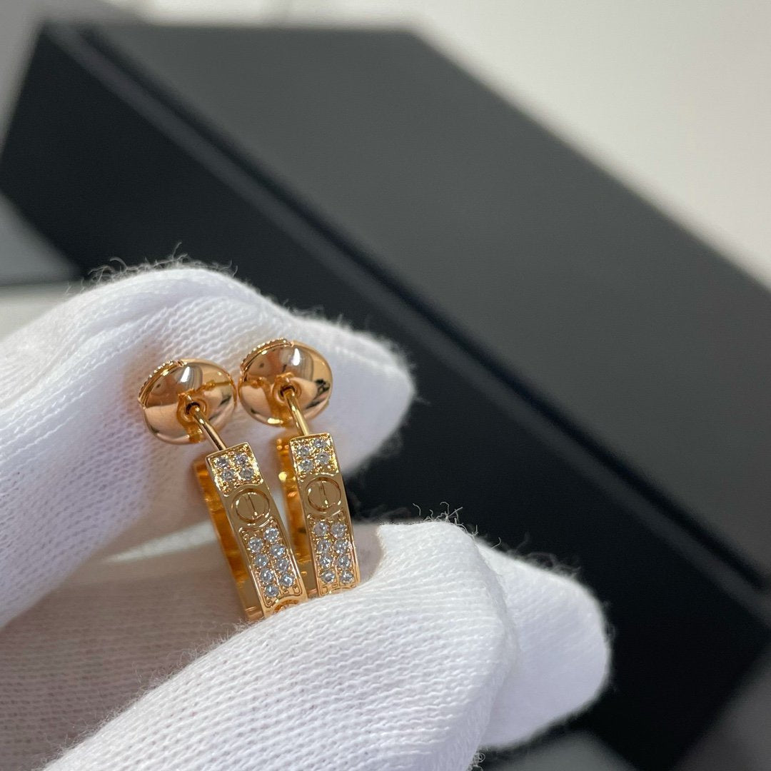 [Elara jewelsry ]LOVE DIAMOND PINK GOLD HOOP EARRINGS