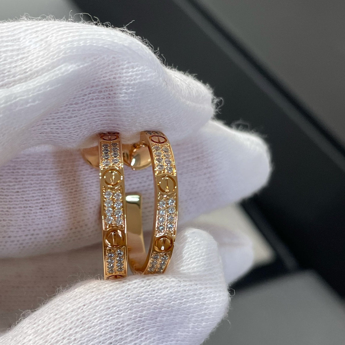 [Elara jewelsry ]LOVE DIAMOND PINK GOLD HOOP EARRINGS