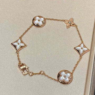 [Elara jewelsry ]STAR AND SUN 5 MOTIF MOP PINK GOLD BRACELET