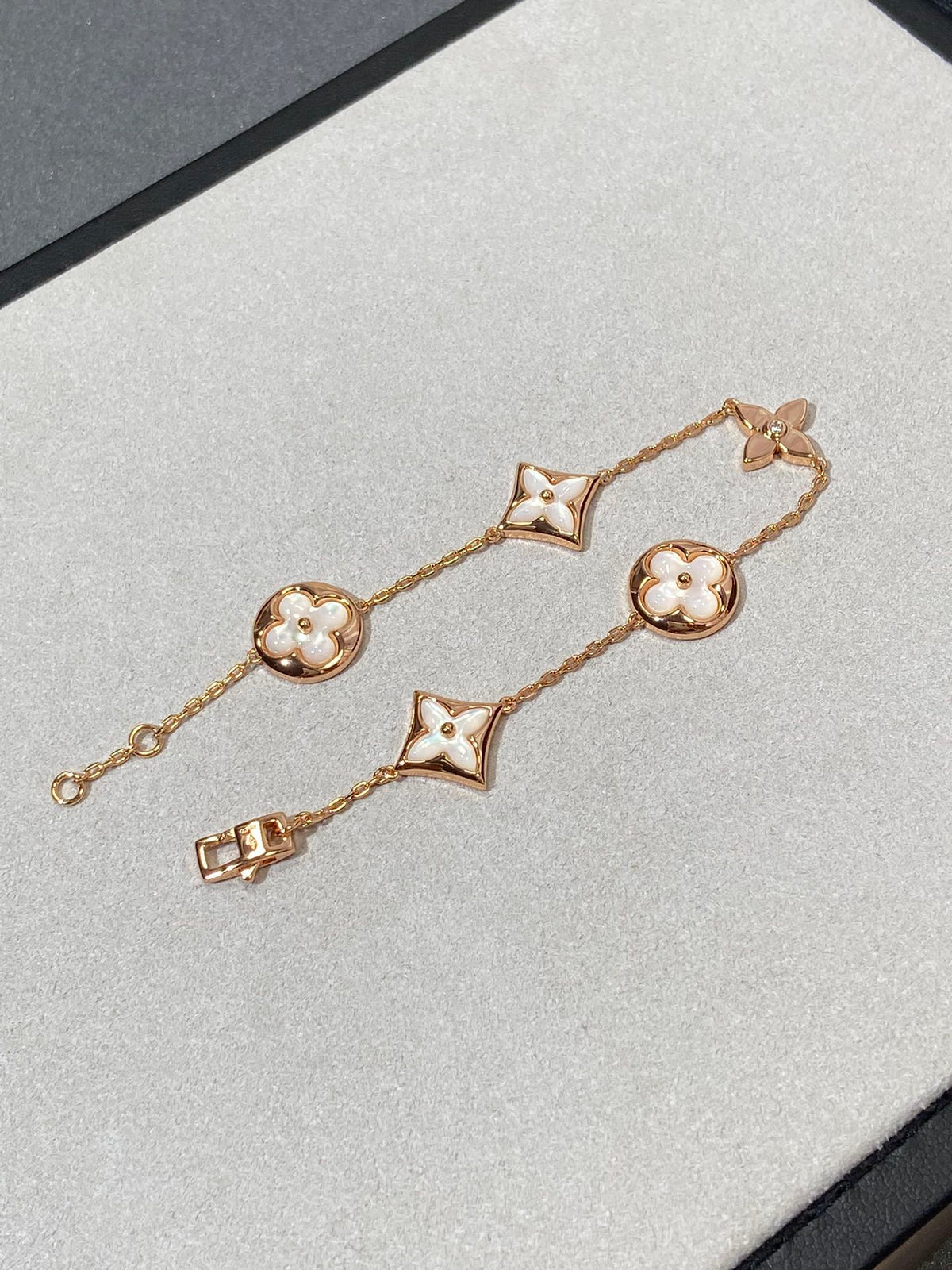 [Elara jewelsry ]STAR AND SUN 5 MOTIF MOP PINK GOLD BRACELET