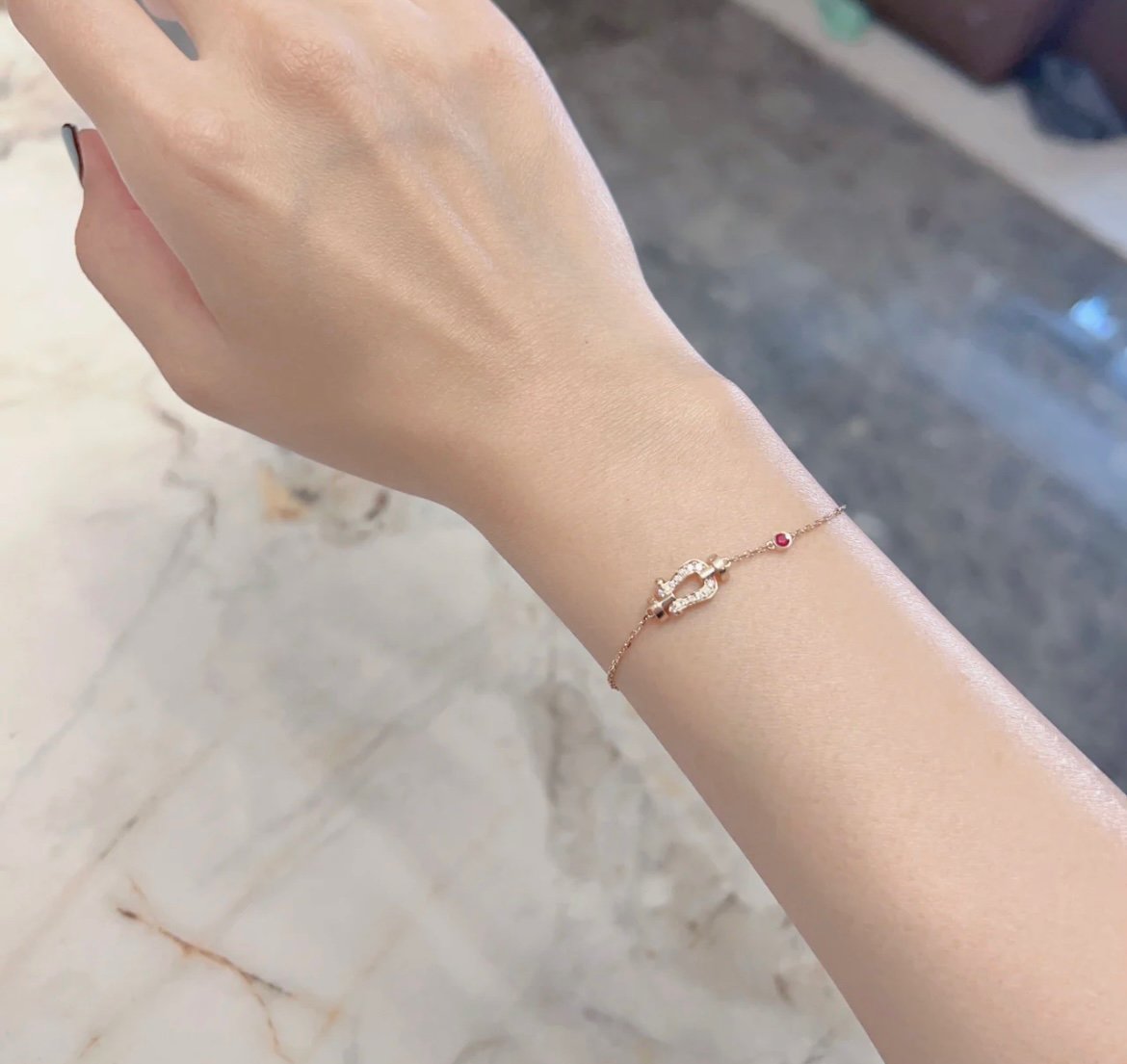 [Elara jewelsry ]FORCE 10 DIAMOND CHAIN LINK PINK GOLD BRACELET