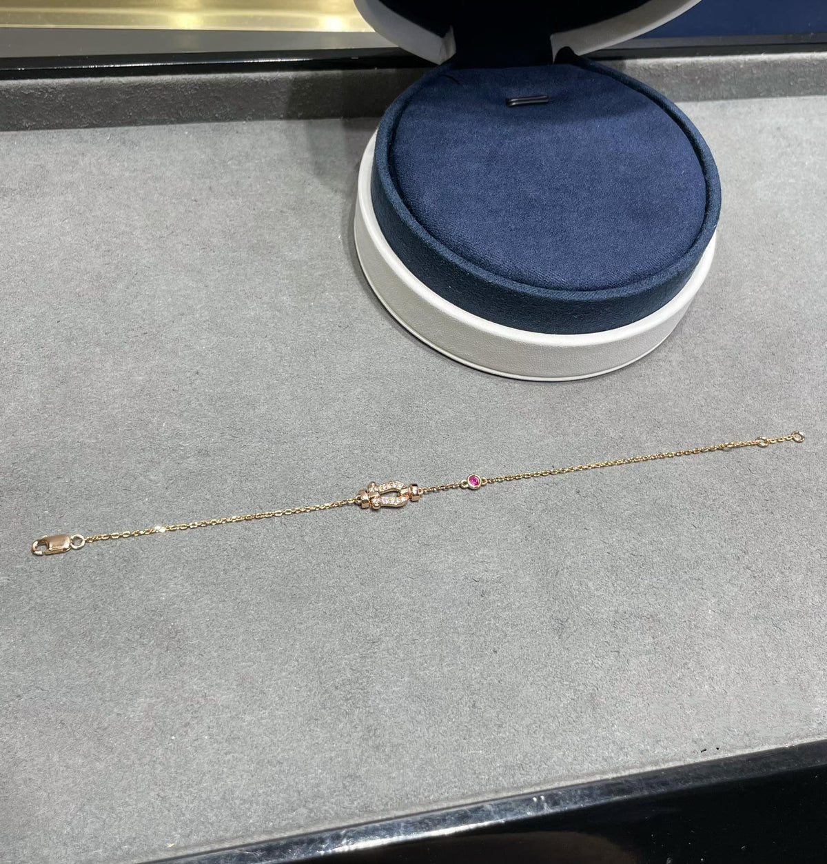 [Elara jewelsry ]FORCE 10 DIAMOND CHAIN LINK PINK GOLD BRACELET