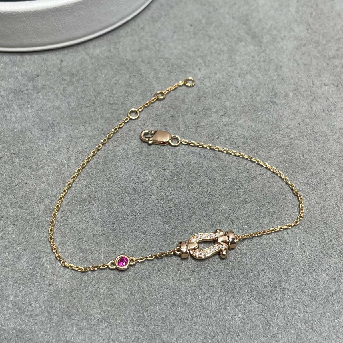 [Elara jewelsry ]FORCE 10 DIAMOND CHAIN LINK PINK GOLD BRACELET