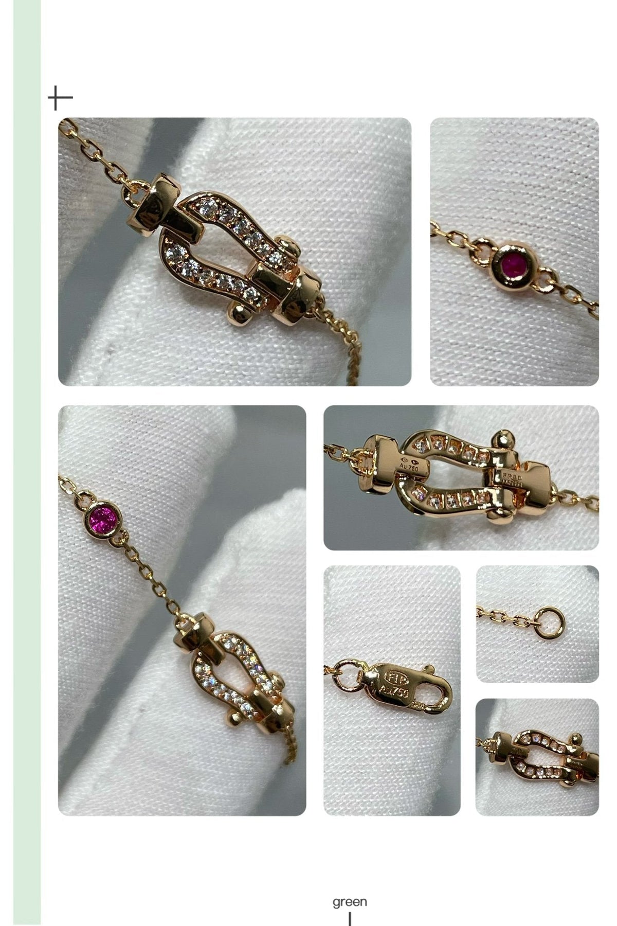 [Elara jewelsry ]FORCE 10 DIAMOND CHAIN LINK PINK GOLD BRACELET