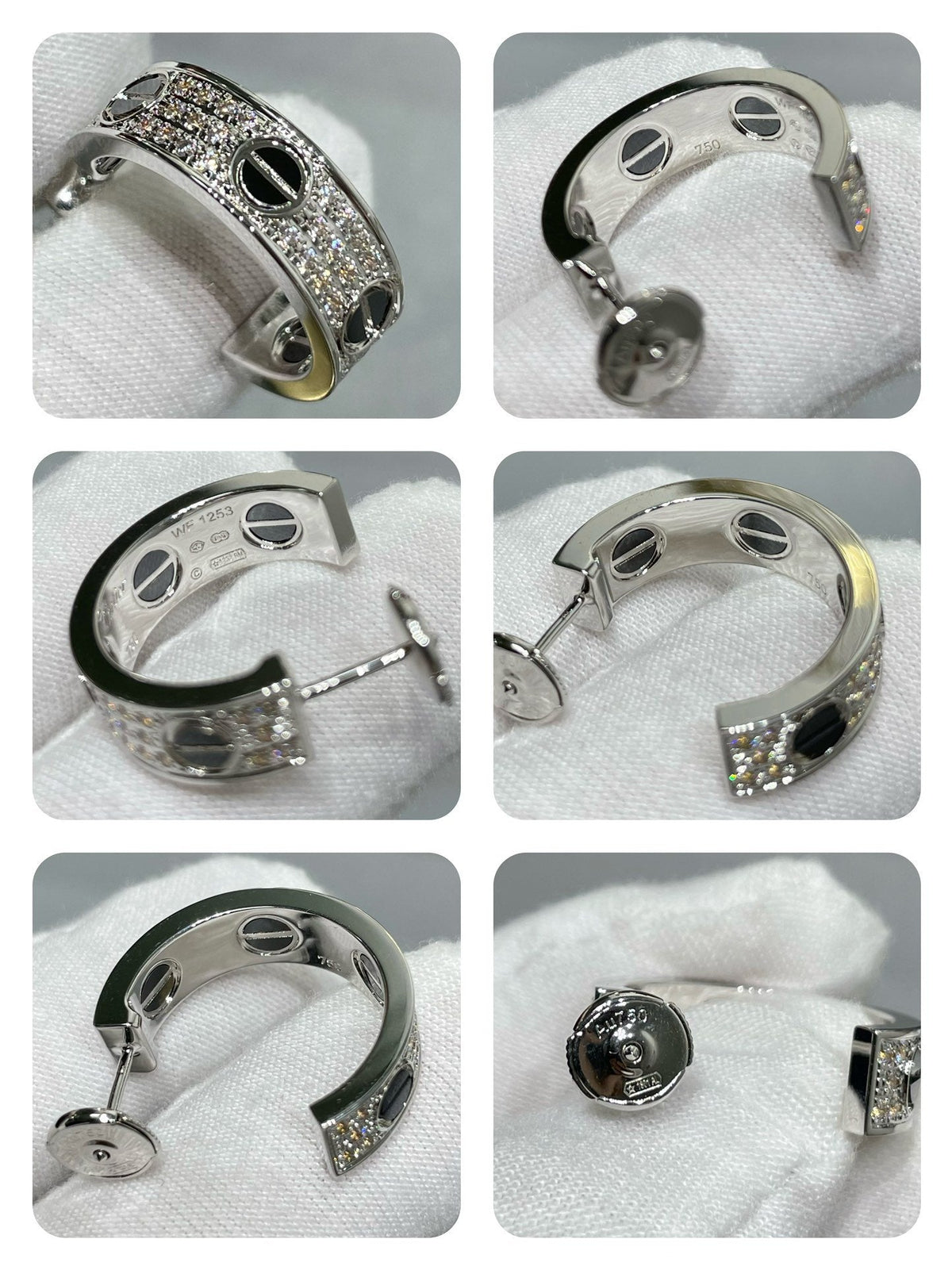 [Elara jewelsry ]LOVE CERAMIC DIAMOND PAVED SILVER EARRINGS