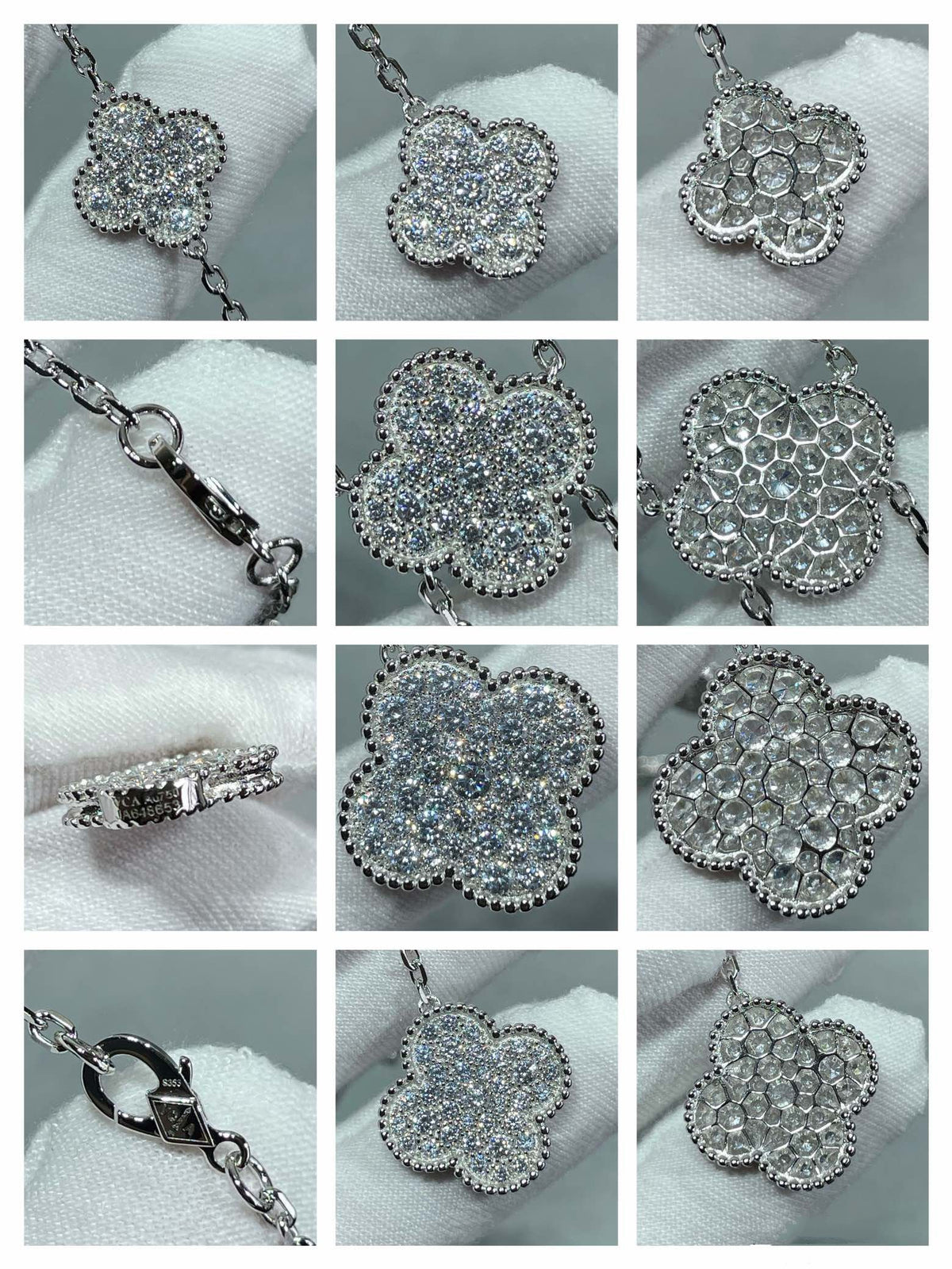 [Elara jewelsry ]CLOVER 6 MOTIF DIAMOND PAVED NECKLACE