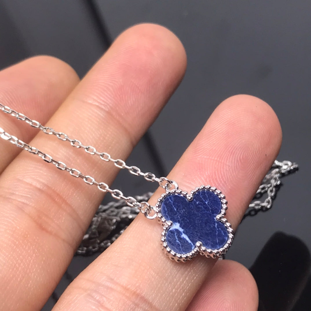 [Elara jewelsry ]CLOVER PIETERSITE SILVER LONG NECKLACE