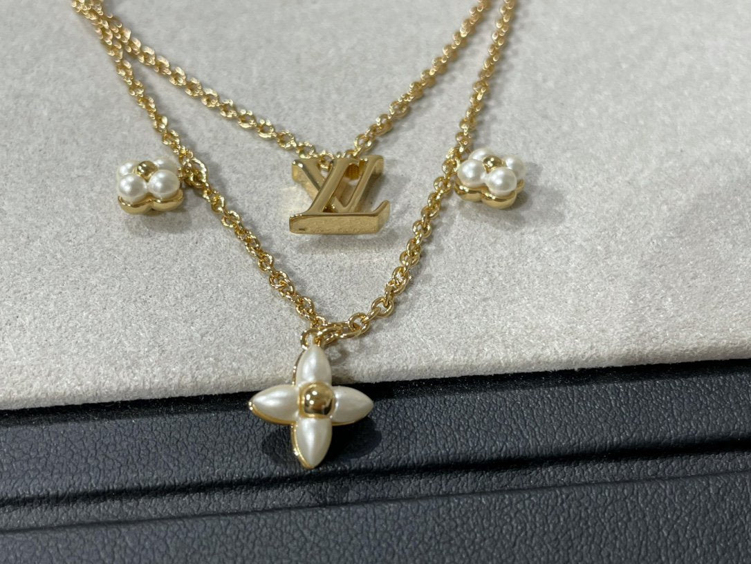 [Elara jewelsry ]FLOWERGRAM GOLD MOP DOUBLE ROW NECKLACE