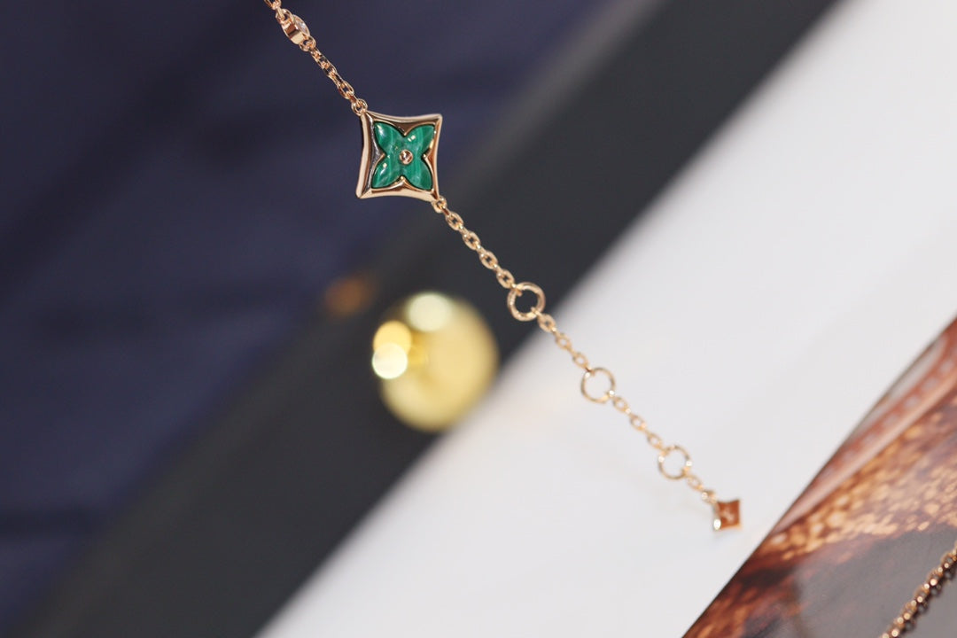 [Elara jewelsry ]STAR AND SUN 4 MOTIF PINK GOLD MALACHITE BRACELET