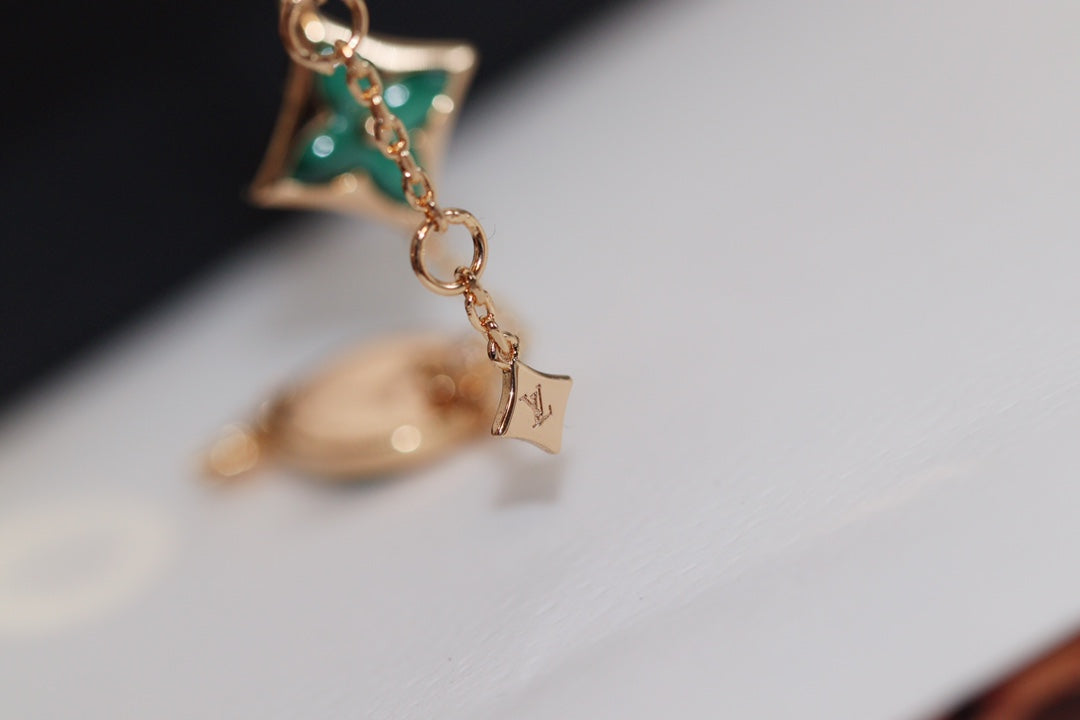 [Elara jewelsry ]STAR AND SUN 4 MOTIF PINK GOLD MALACHITE BRACELET
