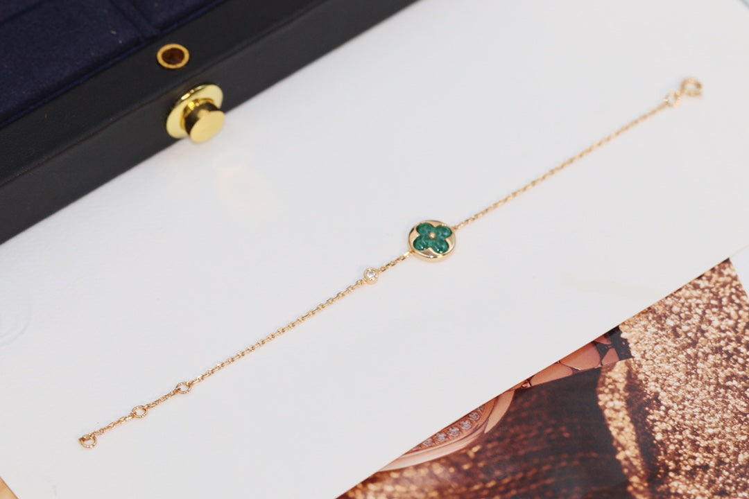 [Elara jewelsry ]STAR AND SUN 4 MOTIF PINK GOLD MALACHITE BRACELET