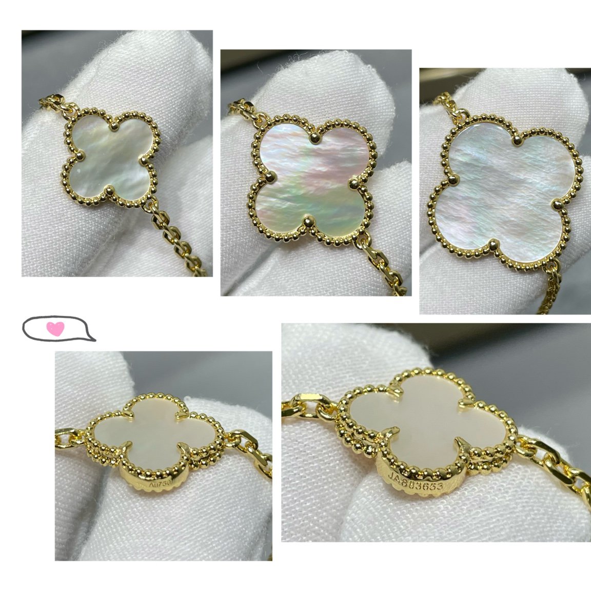 [Elara jewelsry ]CLOVER 16 MOTIF WHITE MOP GOLD NECKLACE
