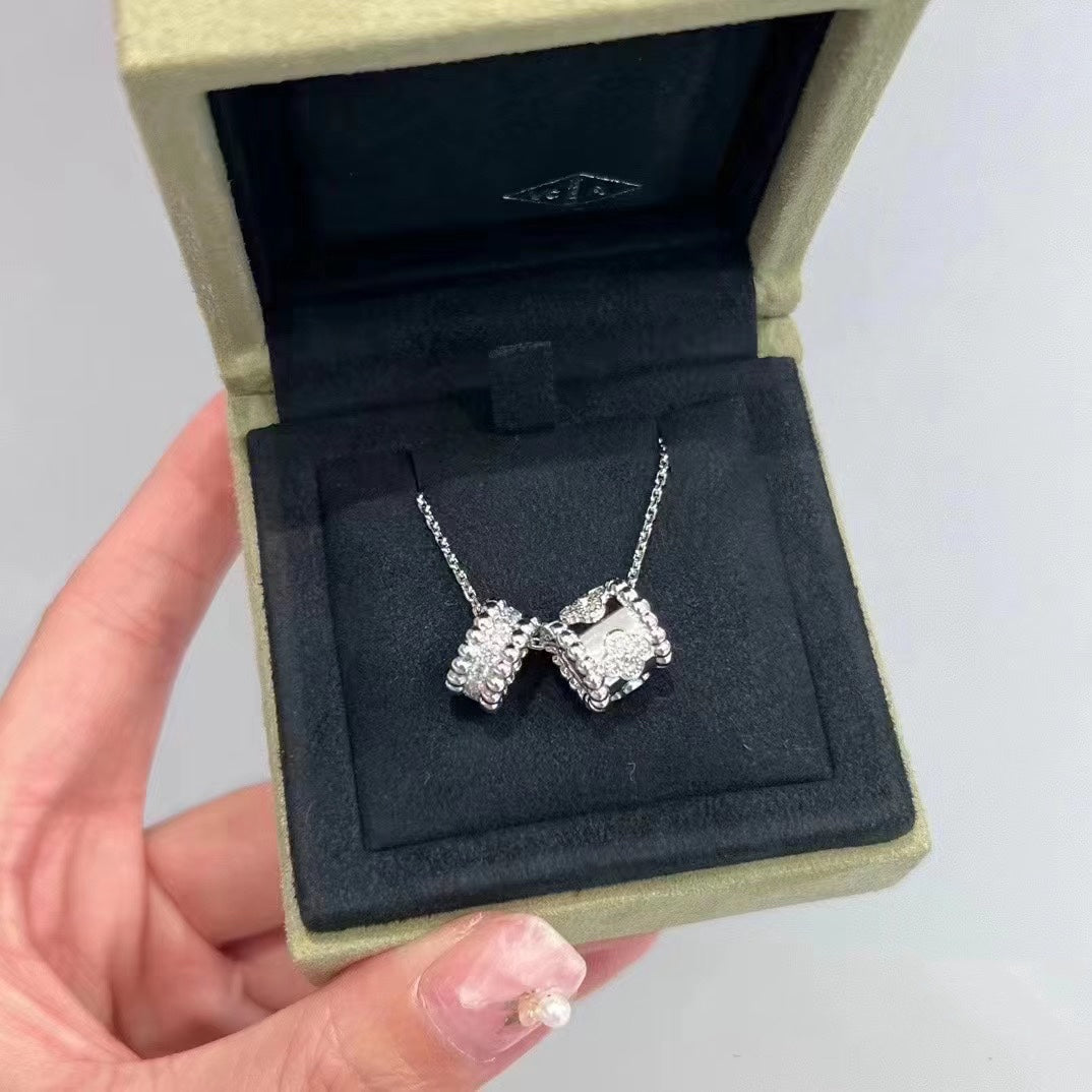 [Elara jewelsry ]PERLEE DOUBLE PENDANT SILVER DIAMOND NECKLACE