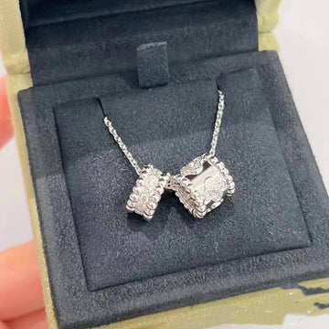 [Elara jewelsry ]PERLEE DOUBLE PENDANT SILVER DIAMOND NECKLACE