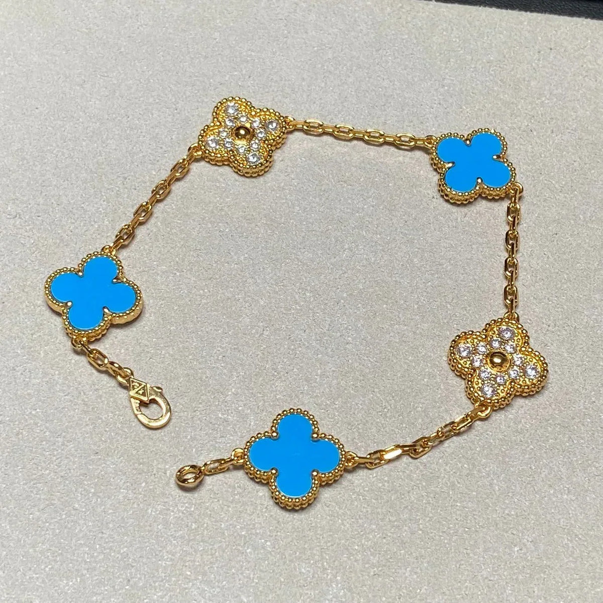 [Elara jewelsry ] CLOVER 5 MOTIF BLUE AGATE BRACELET COLLECTION