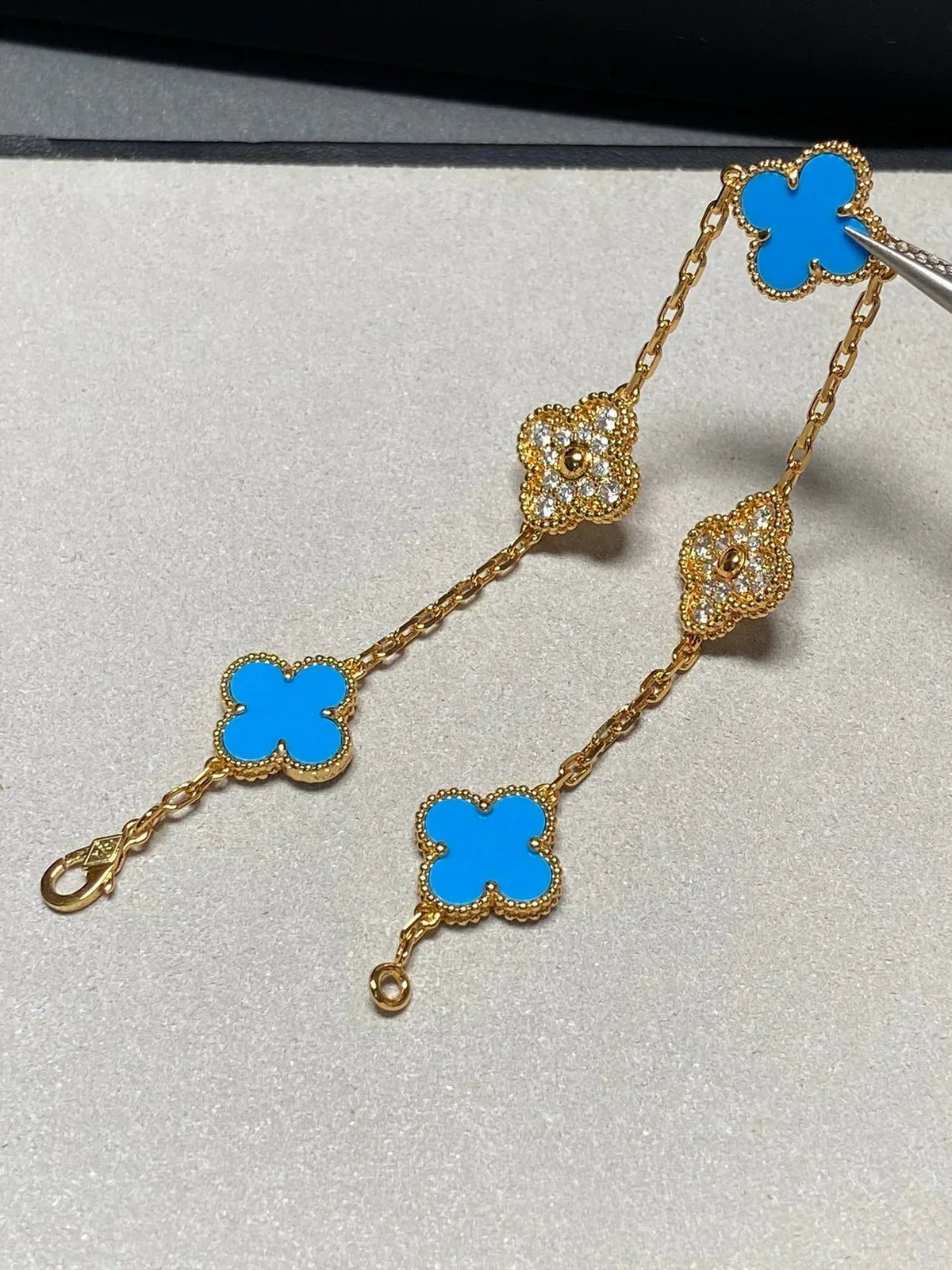[Elara jewelsry ] CLOVER 5 MOTIF BLUE AGATE BRACELET COLLECTION