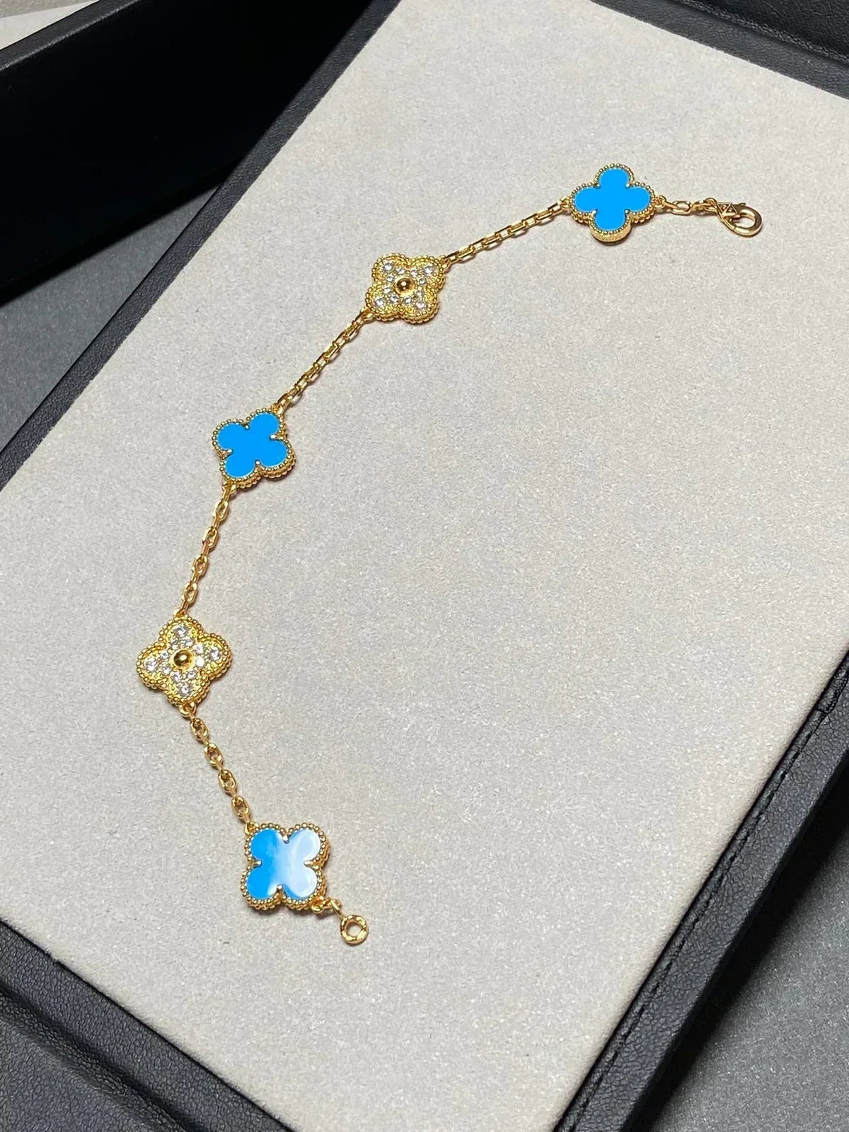[Elara jewelsry ] CLOVER 5 MOTIF BLUE AGATE BRACELET COLLECTION