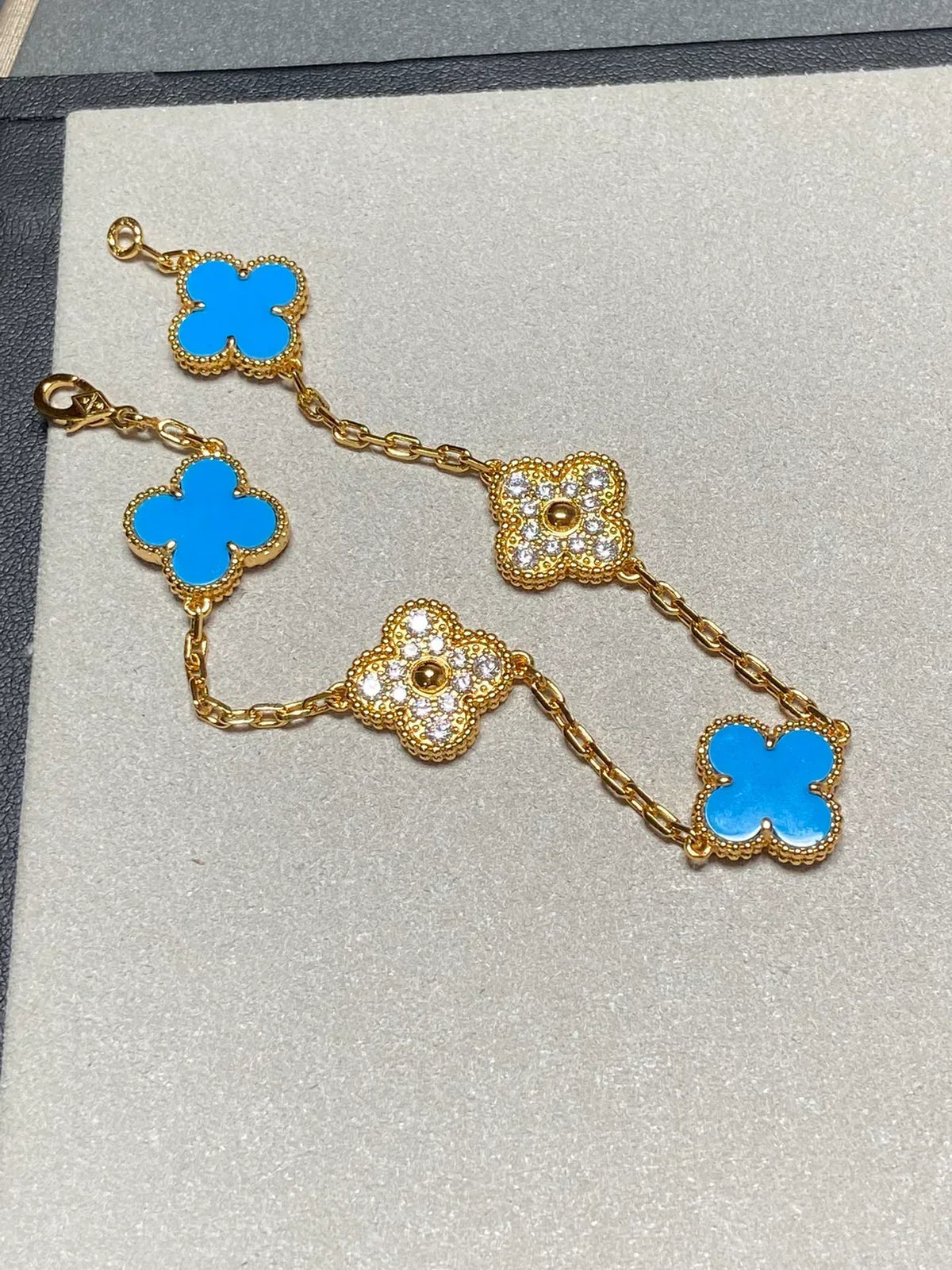 [Elara jewelsry ] CLOVER 5 MOTIF BLUE AGATE BRACELET COLLECTION