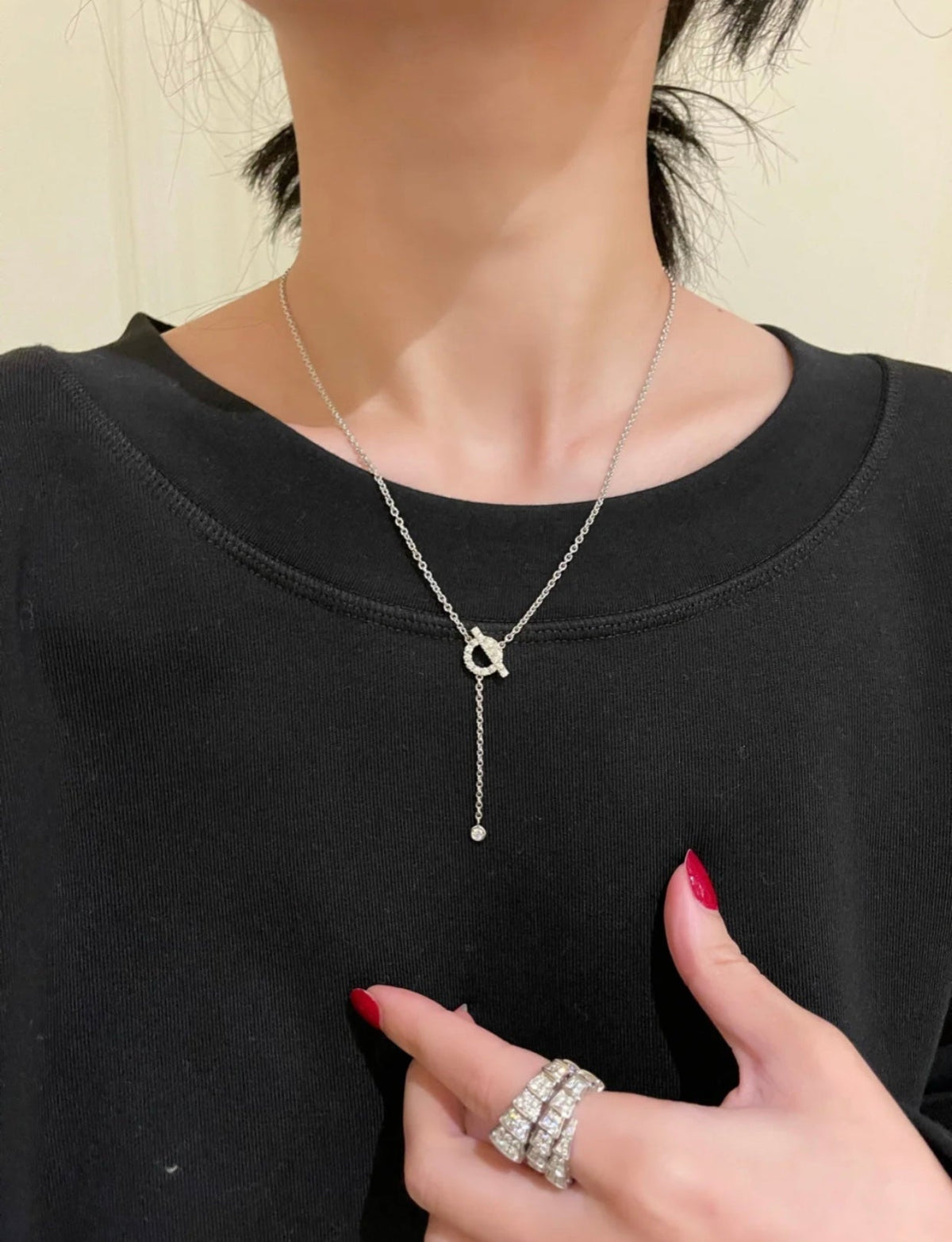 [Elara jewelsry ]FINESSE SILVER DIAMOND NECKLACE