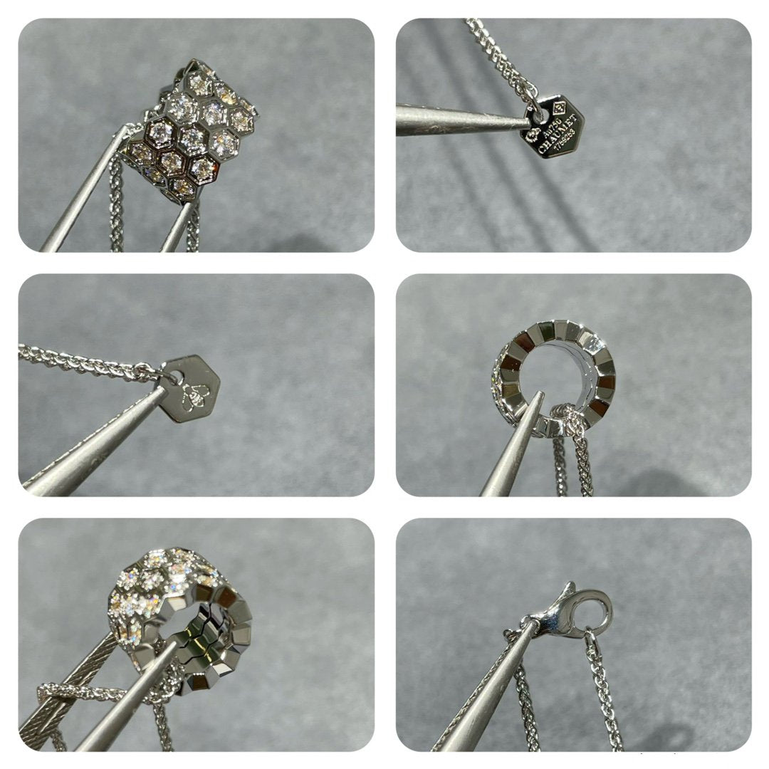 [Elara jewelsry ]BEE LOVE DIAMOND PAVED 3 ROW NECKLACE