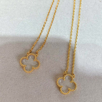 [Elara jewelsry ]CLOVER ROCK CRYSTAL ROSE GOLD NECKLACE