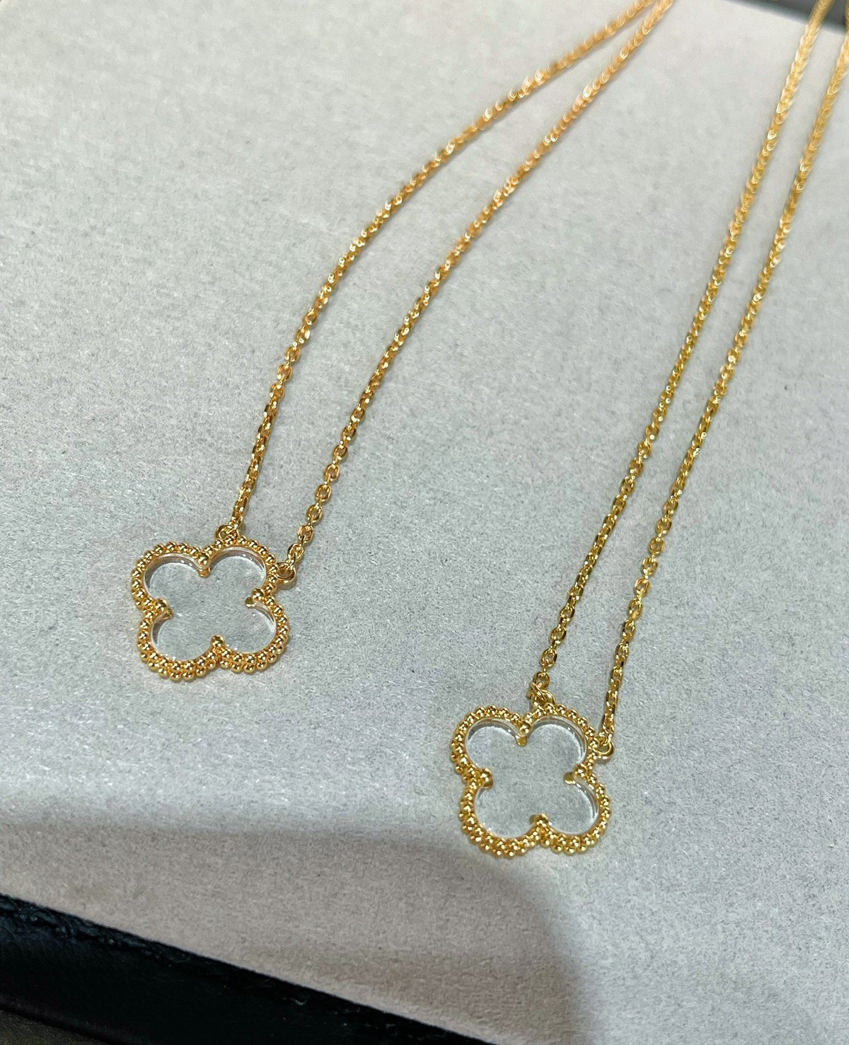 [Elara jewelsry ]CLOVER ROCK CRYSTAL ROSE GOLD NECKLACE