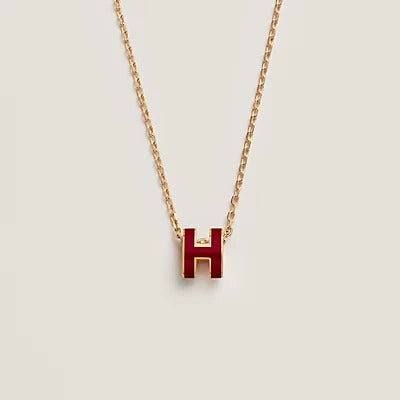 [Elara jewelsry ]HM CLIC RED ENAMEL GOLD NECKLACE