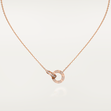 [Elara jewelsry ]LOVE 7.6MM NECKLACE ROSE GOLD AND SILVER  FULL DIAMOND