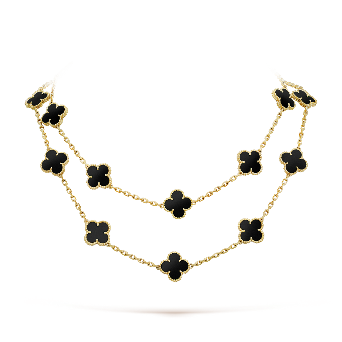 [Elara jewelsry ]CLOVER 20 MOTIFS ONYX NECKLACE