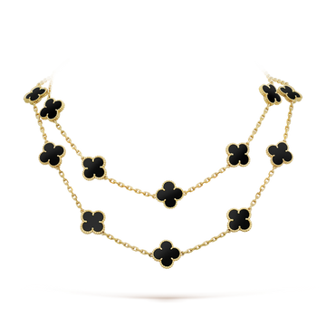 [Elara jewelsry ]CLOVER 20 MOTIFS ONYX NECKLACE