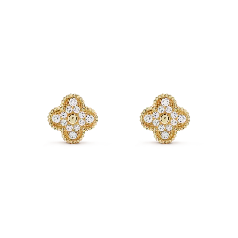 [Elara jewelsry ]CLOVER MEDIUM 1 MOTIFS FUll DIAMOND EARRINGS