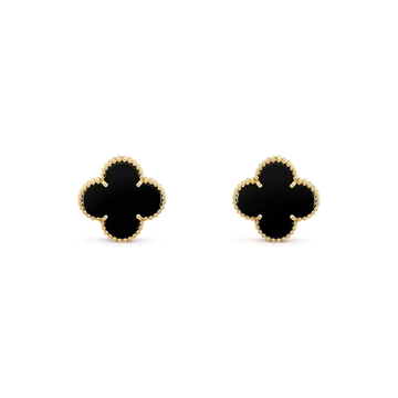 [Elara jewelsry ]CLOVER MEDIUM 1 MOTIFS  ONYX STUD EARRINGS