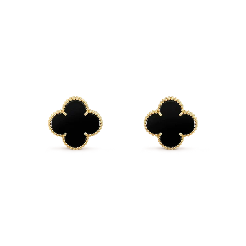 [Elara jewelsry ]CLOVER MEDIUM 1 MOTIFS  ONYX STUD EARRINGS