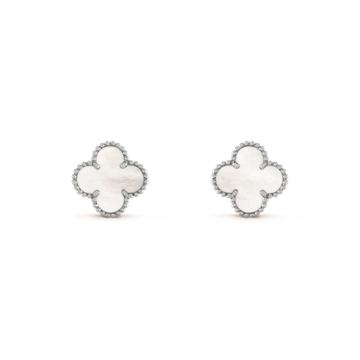 [Elara jewelsry ]CLOVER MEDIUM 1 MOTIFS  WHITE MOP EARRINGS SILVER