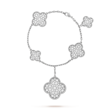 [Elara jewelsry ]CLOVER 6 MOTIFS SILVER DIAMOND BRACELET
