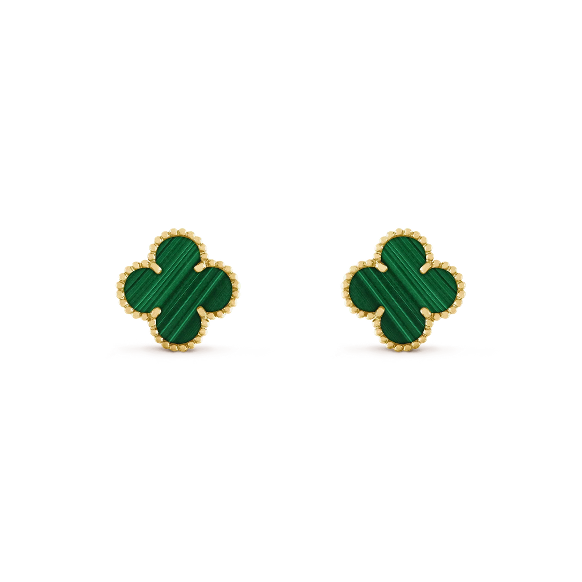 [Elara jewelsry ]CLOVER MEDIUM 1 MOTIFS MALACHITE  EARRINGS