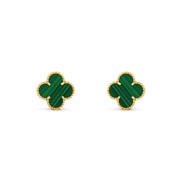 [Elara jewelsry ]CLOVER MEDIUM 1 MOTIFS MALACHITE  EARRINGS