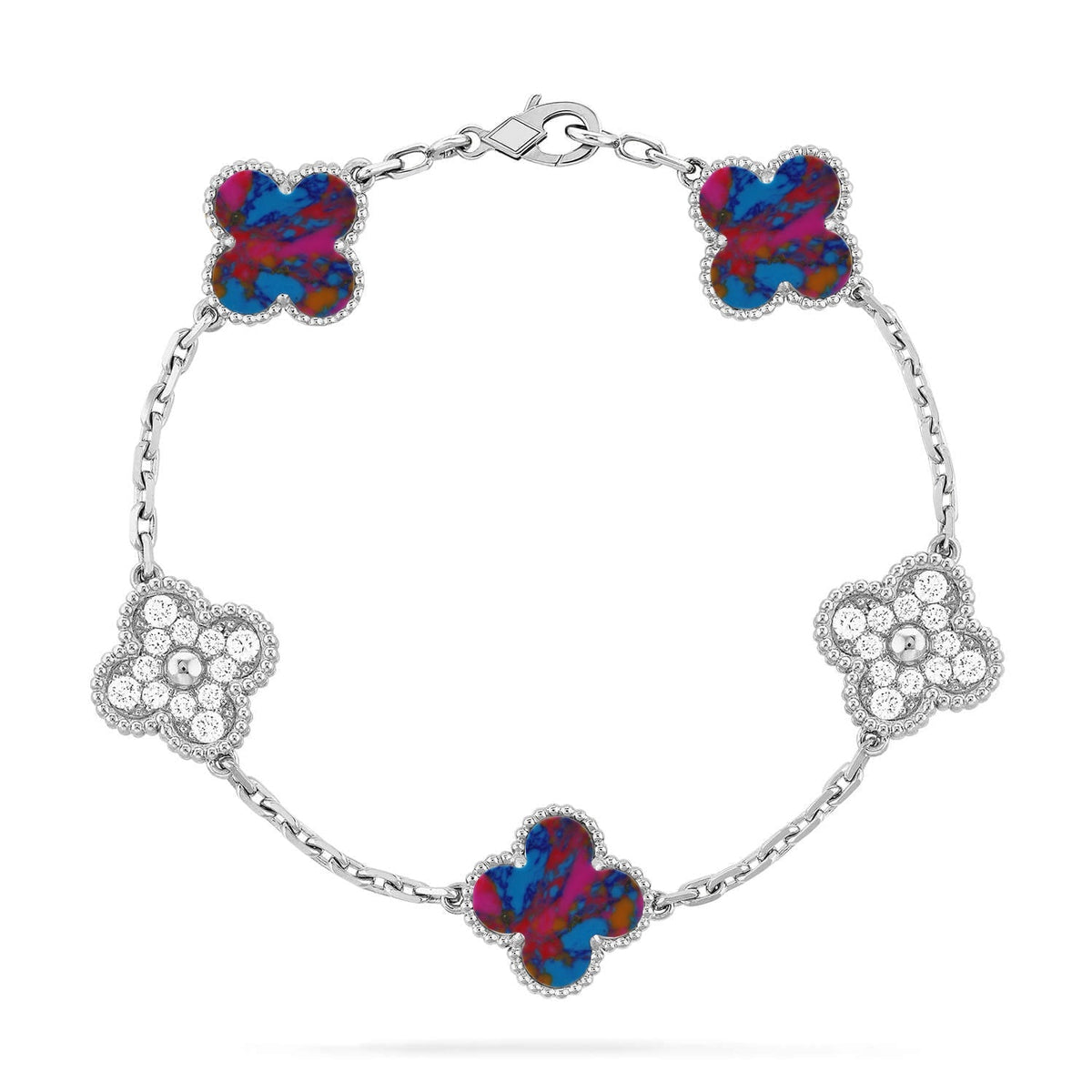 [Elara jewelsry ]CLOVER 5 MOTIF COLOR GEMSTONES BRACELET COLLECTION